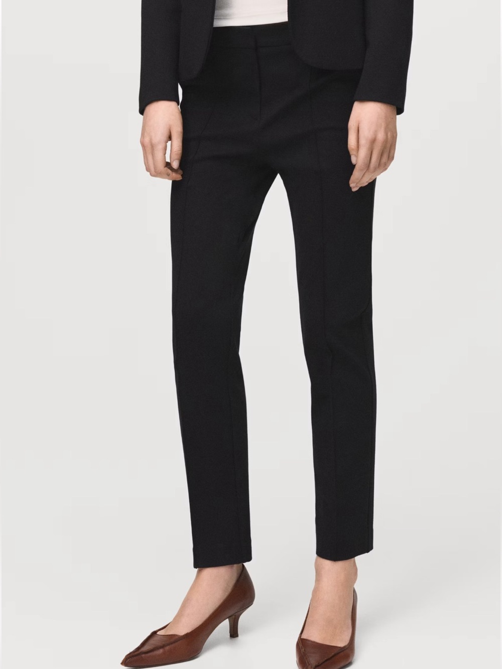 Mango Slim Trousers in Black